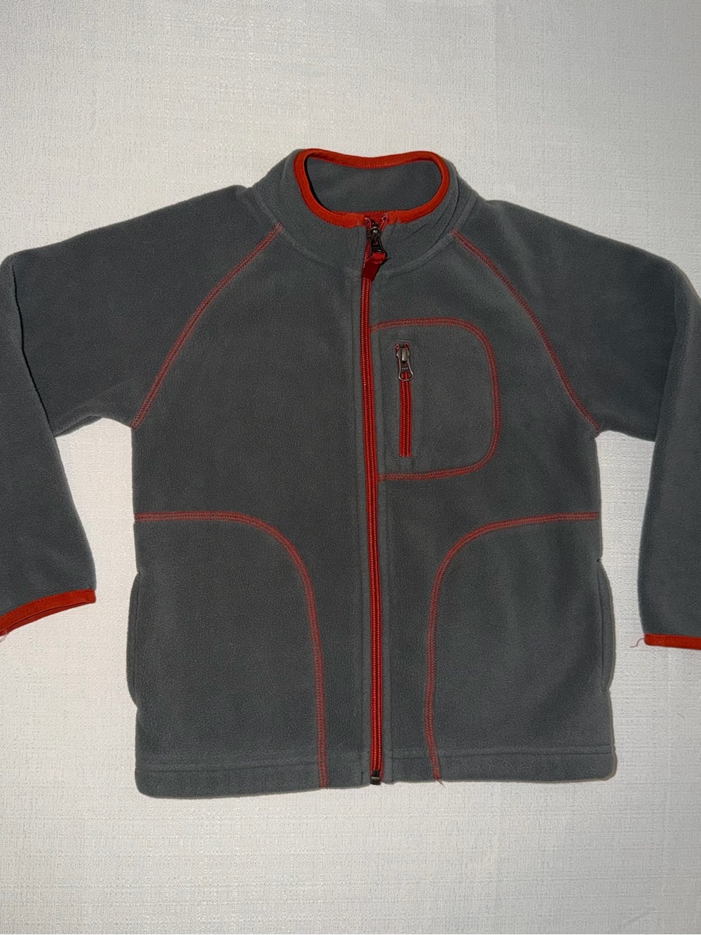 Hanna Andersson Gray Fleece Jacket with Red Trim